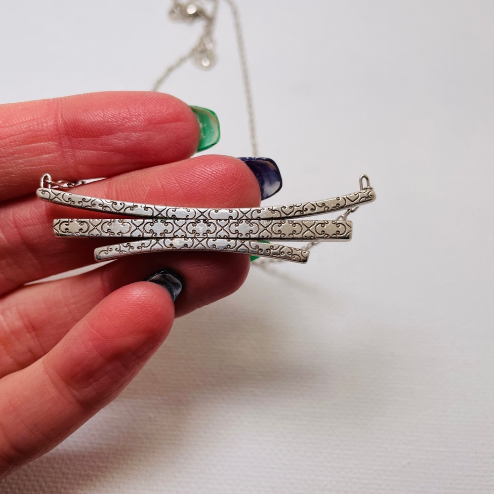 Brighton Chara Bar Silver Crystal Necklace Retired RARE - Picture 3 of 5